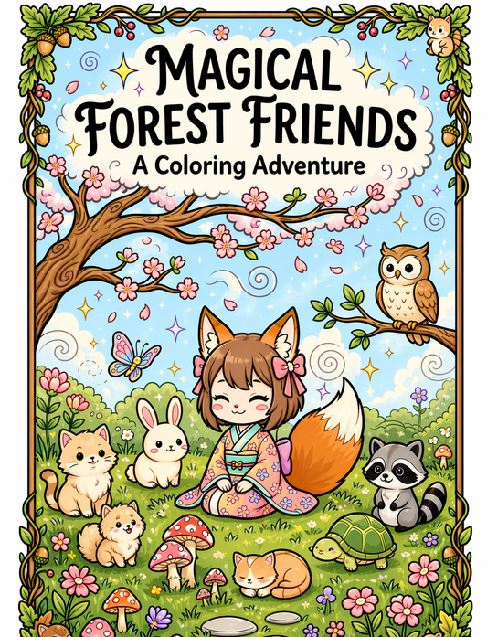 Cozy Coloring Book - Yuki the Fox: Magical Forest Friends — Digital Download